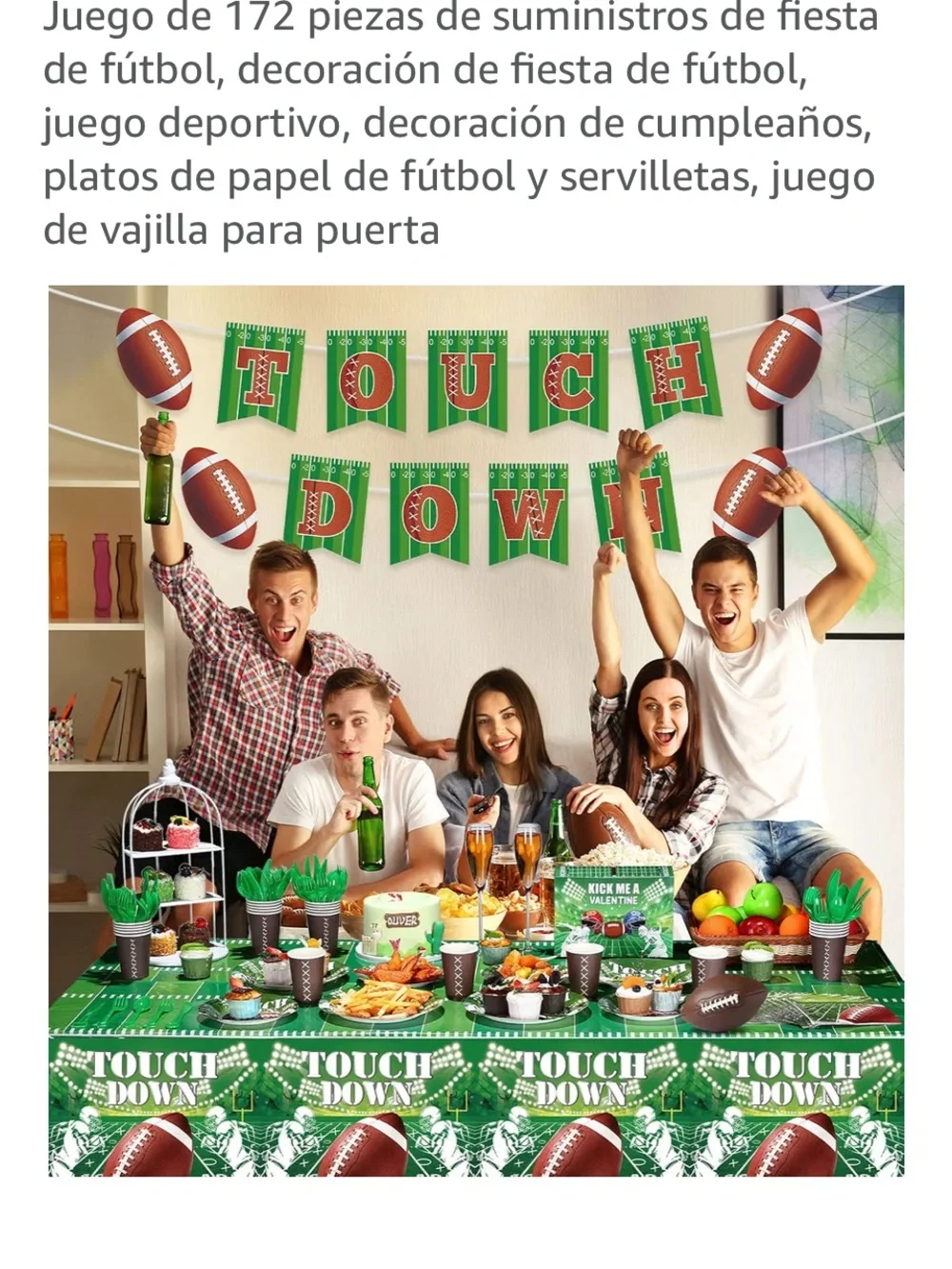 Touchdown Football Party Supplies Kit - Green